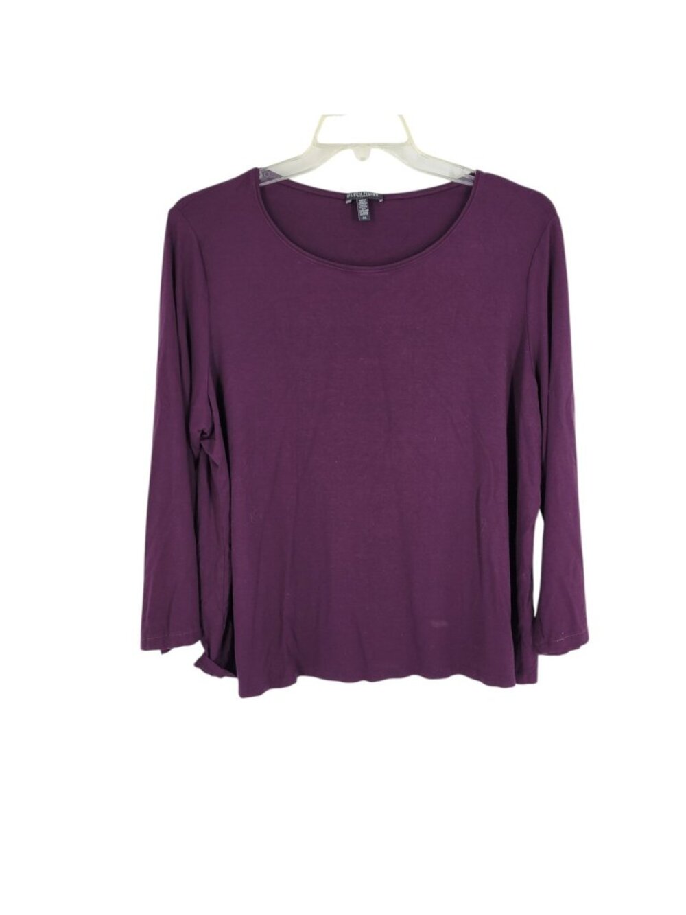 Eileen Fisher 2X Plum Long Sleeve Top Minimalist Lagenlook Relaxed Stretch USA